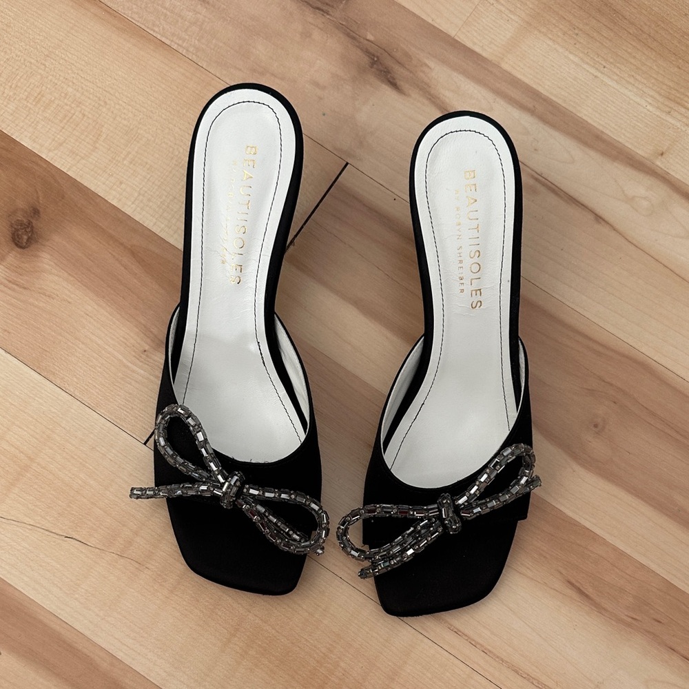 Beautiisoles Elegant Black Bow Women's Heels - Picture 2 of 7